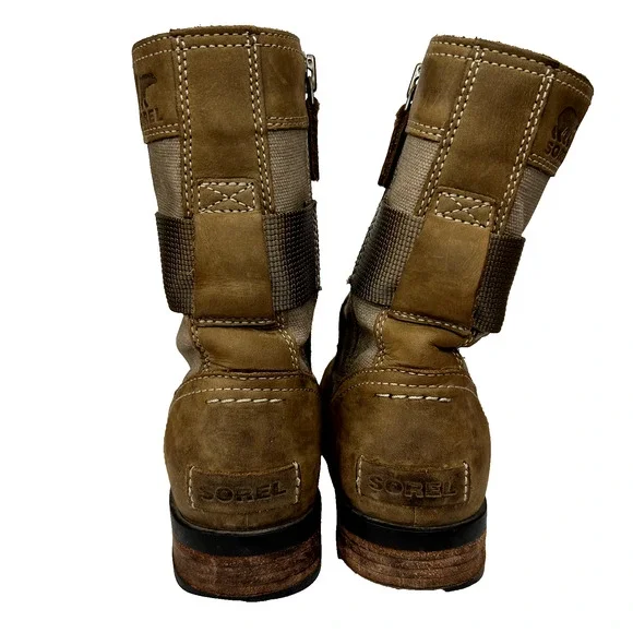 Sorel Emelie Conquest Boots Womens 7.5 Brown Combat Leather Utility Gorpcore - Picture 3 of 9